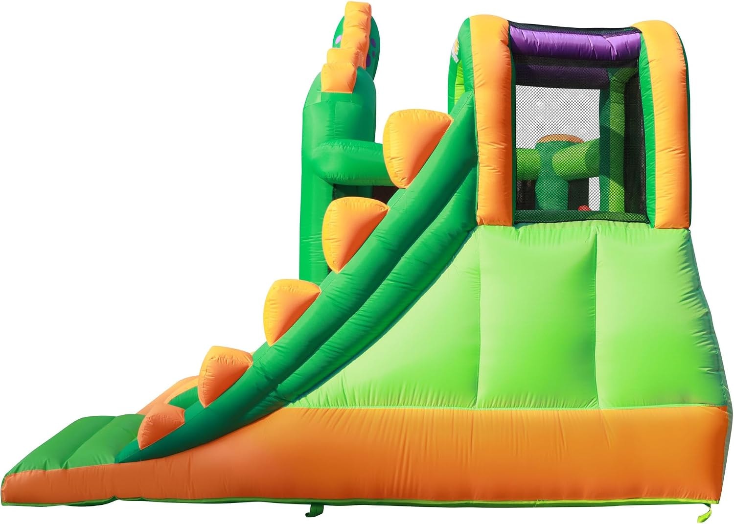 Dinosaur bounce house front entry view